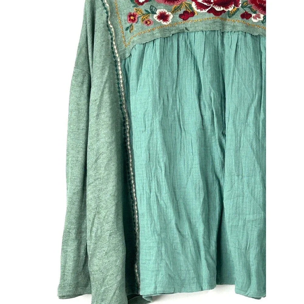 Savanna Jane Womens Long Sleeve Floral Embroidered Bohemian Top Size L 1359H1 - Picture 7 of 10